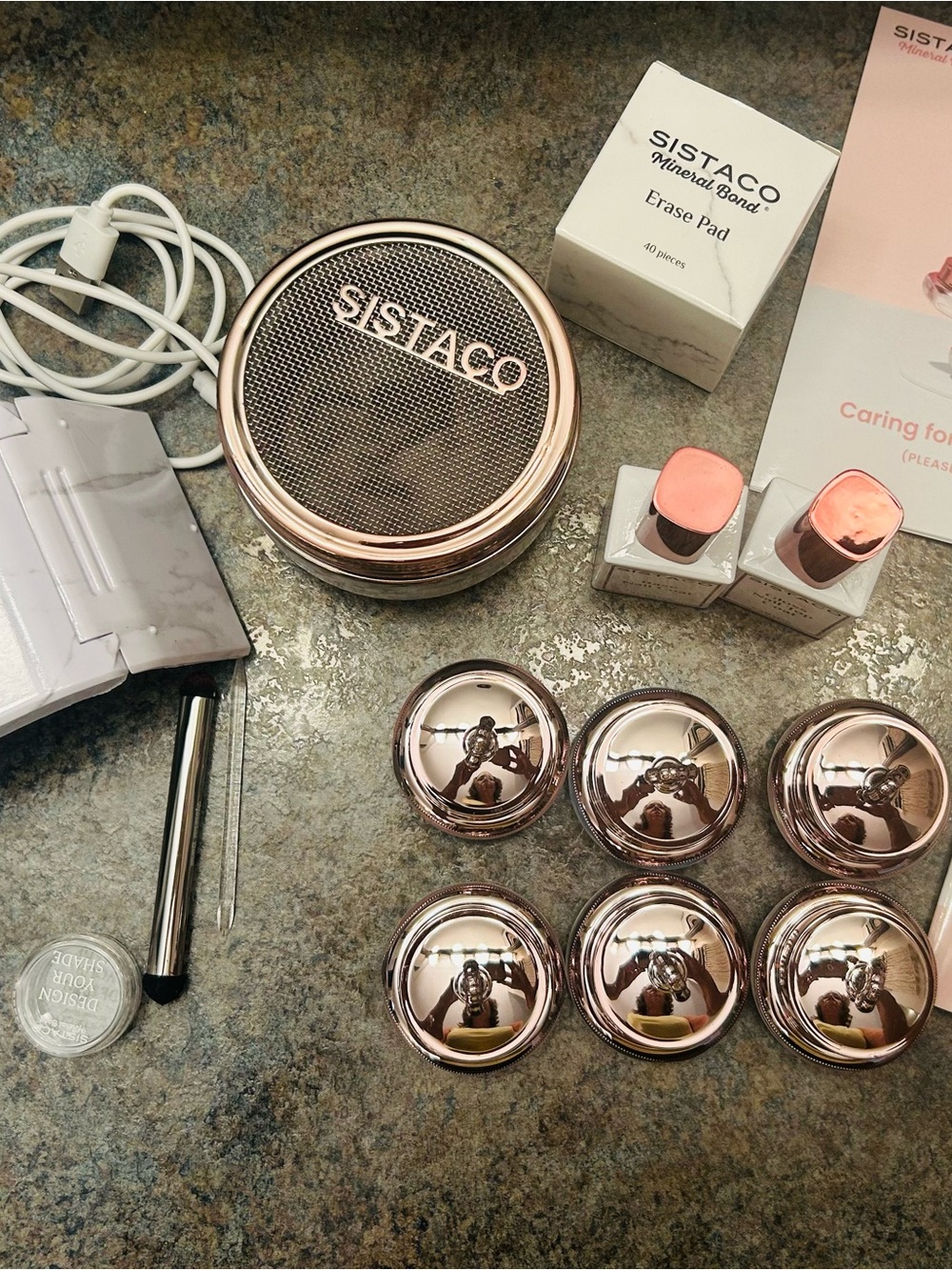 SISTACO Rose Gold Magnetic Nail System with Pads & Polish Caps